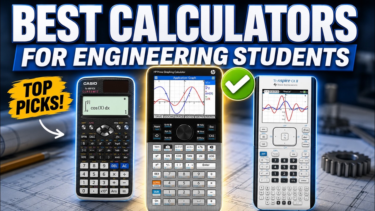 Three graphing and scientific calculators beneath the words Best Calculators for Engineering Students