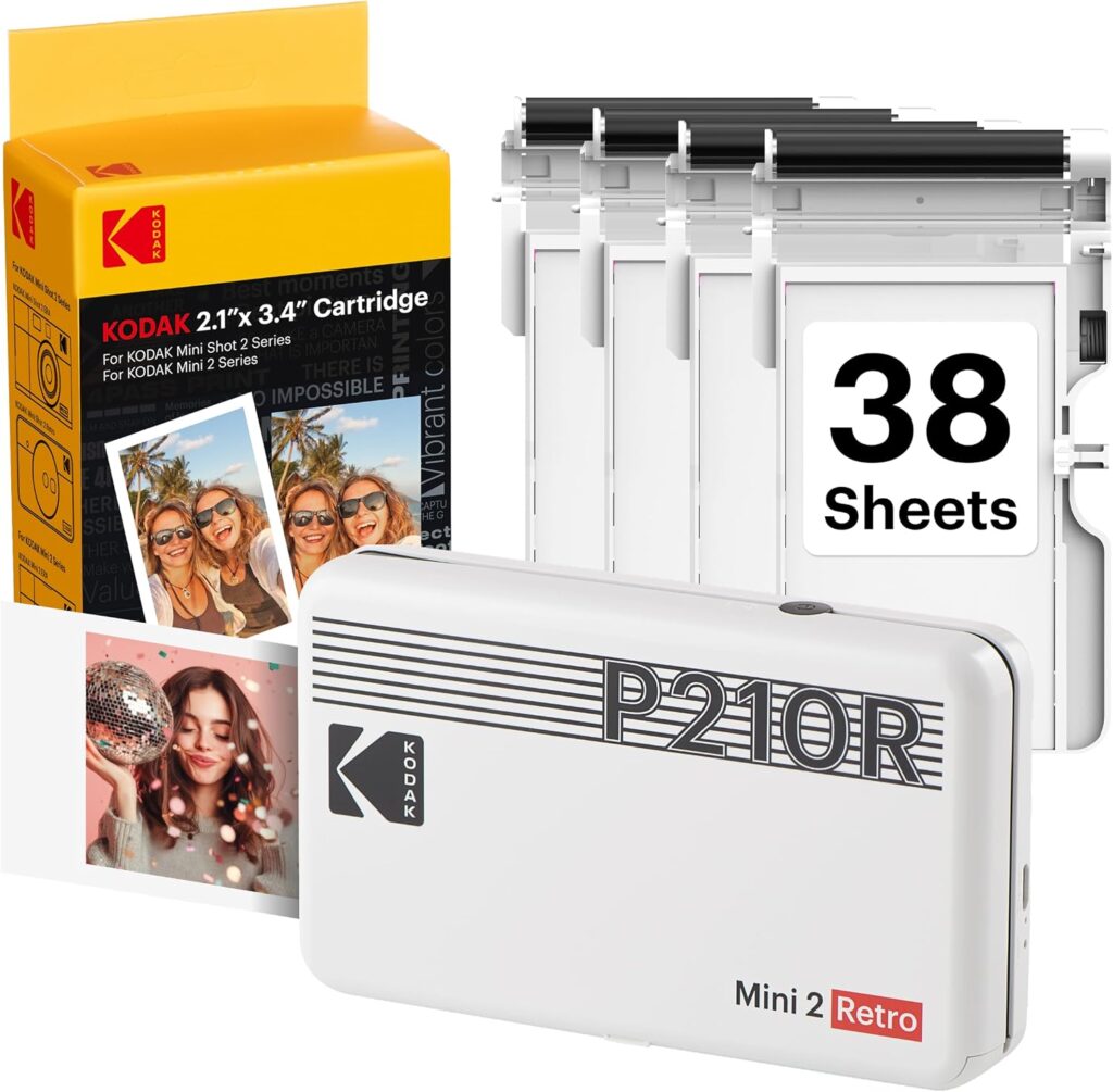 Kodak Mini 2 Retro portable photo printer with 4PASS cartridges