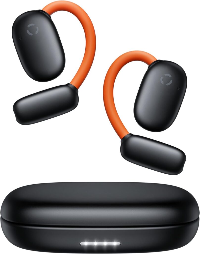 Occiam AI translator earbuds with charging case in matte black
