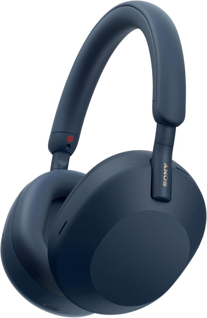 Sony WH-1000XM5 noise cancelling headphones in Midnight Blue