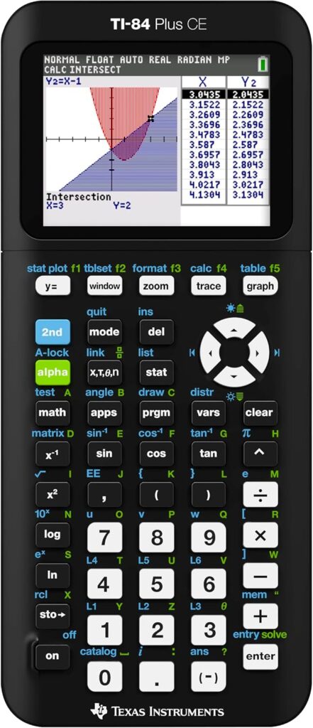 Texas Instruments TI-84 Plus CE color graphing calculator in black