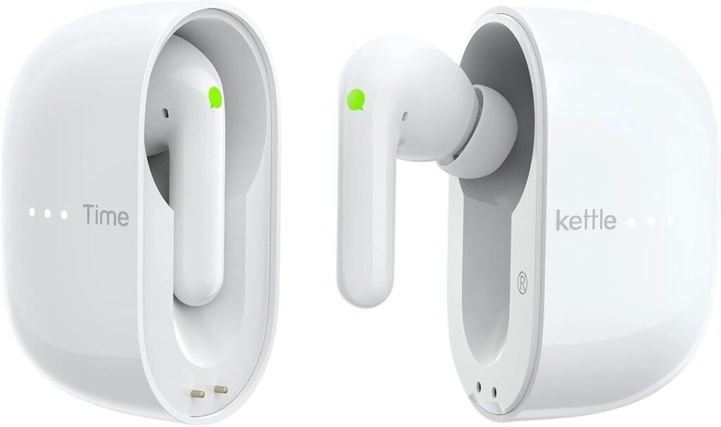 Timekettle M3 translator earbuds with charging case in white